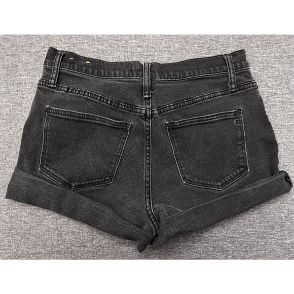 MADEWELL Rolled Denim Shorts High Rise Black Charcoal Gray Washed Size 27 - Picture 2 of 8